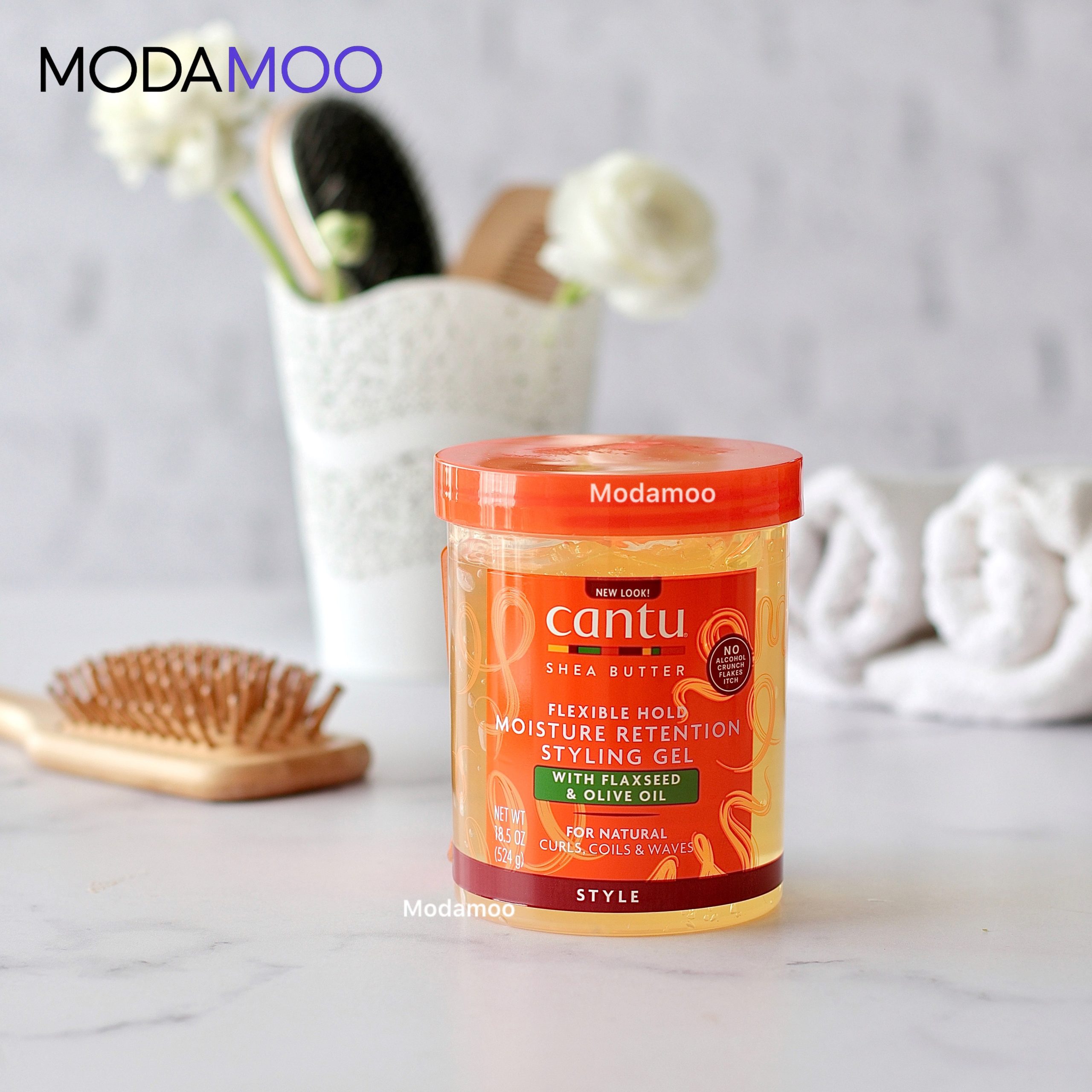 ژل استایل و آبرسان موی فر کنتو مدل بذرکتان و زیتون Cantu MOISTURE RETENTION STYLING GEL