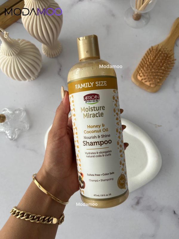 شامپو عسل و روغن نارگیل افریکن پراید African Pride Moisture Miracle Honey and Coconut Oil Shampoo Family Size