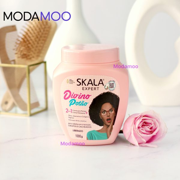 ماسک مو و کرم مو اسکالا Divino Potão مخصوص موهای فر – آبرسان و حالت‌دهنده